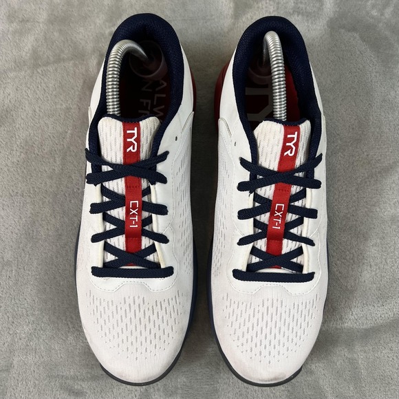 TYR CXT-1 Trainer Shoes Mens Size 9.5 White Navy Red Gym Sneakers Athletic main image 7